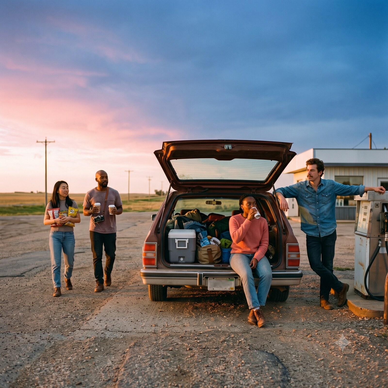 Gas station stop on the way to the lake